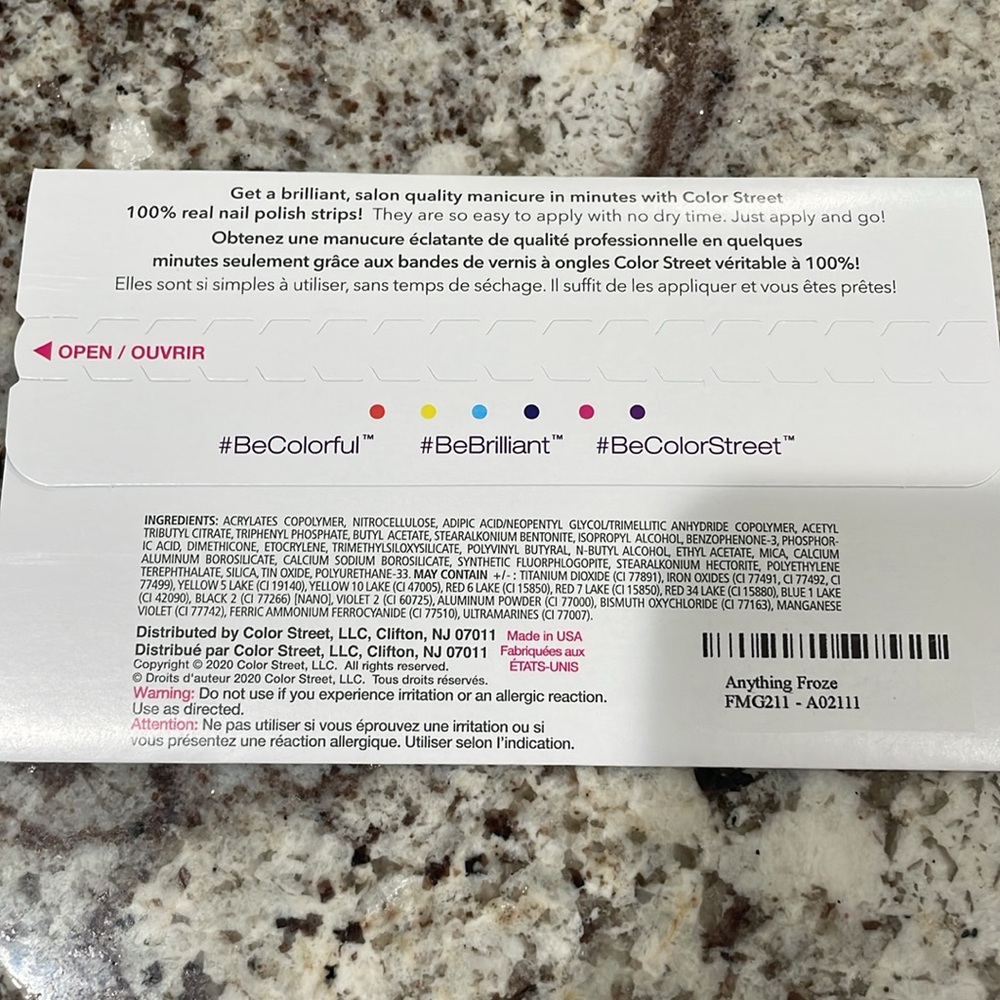 Color Street Anything Froze Periwinkle Pink Glitter Nail Strips - Picture 6 of 6